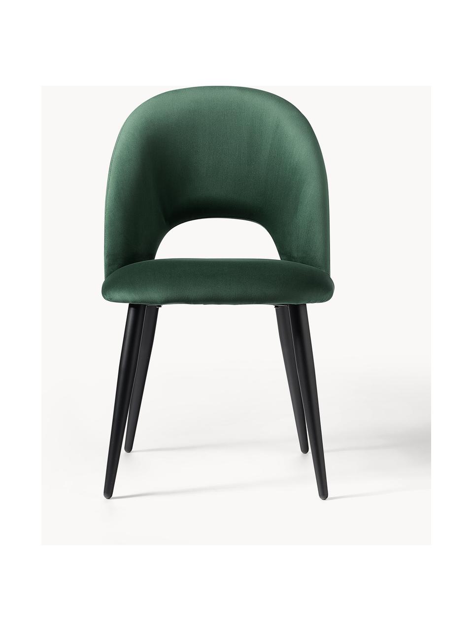 Silla de terciopelo Rachel, Tapizado: terciopelo (100% poliéste, Patas: metal con pintura en polv, Terciopelo verde oscuro, An 53 x F 57 cm