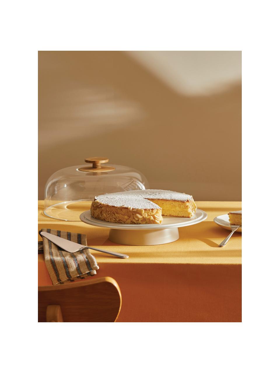 Présentoir à gâteau en porcelaine ave couvercle Mattina, Grège, blanc, transparent, Ø 32 x haut. 22 cm