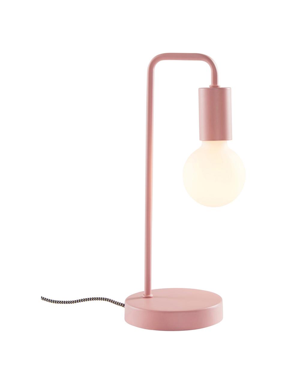 Lámpara de mesa Cascais, Pantalla: metal recubierto, Cable: cubierto en tela, Rosa, Ø 14 x Al 35