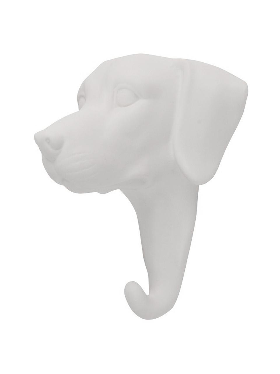 Gancio appendiabiti da parete in porcellana Dog, Porcellana, Bianco, Alt. 13 cm