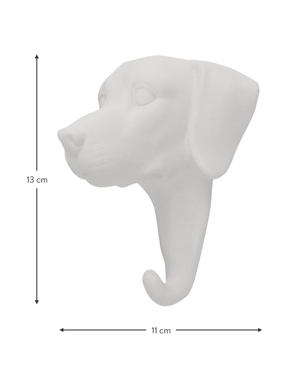 Gancio appendiabiti da parete in porcellana Dog, Porcellana, Bianco, Alt. 13 cm