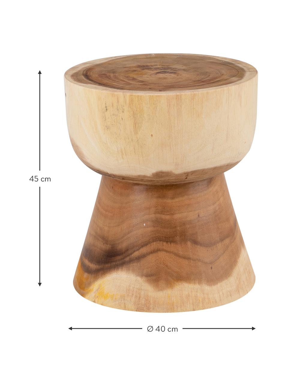 Tavolino in legno di suar Alba, Legno di suar, Marrone, beige, Ø 40 x Alt. 45 cm