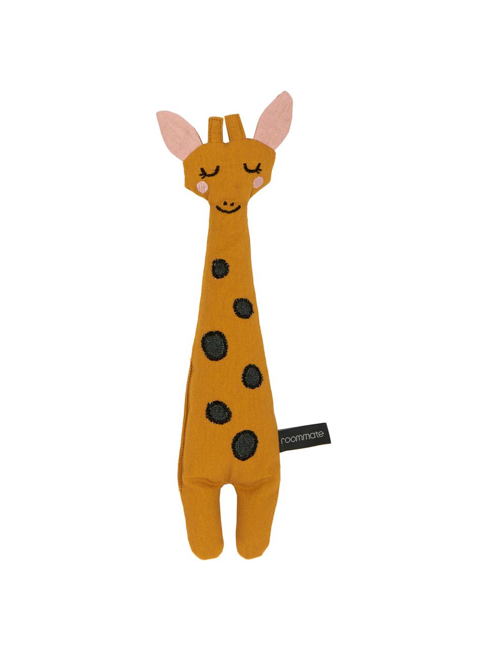 Przytulanka z bawełny Giraffe, Tapicerka: 100% bawełna, Żółty, czarny, blady różowy, S 8 x W 30 cm