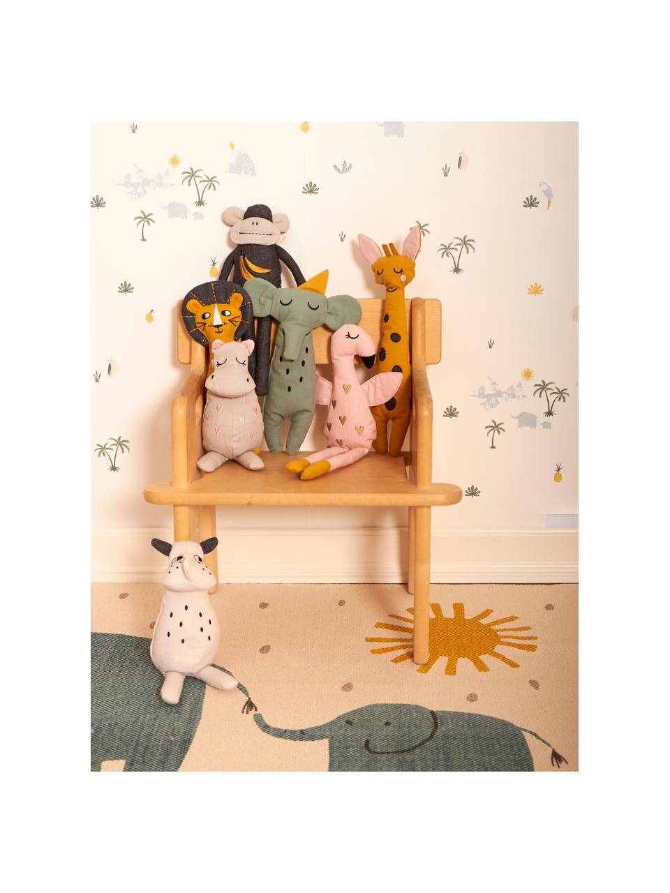 Przytulanka z bawełny Giraffe, Tapicerka: 100% bawełna, Żółty, czarny, blady różowy, S 8 x W 30 cm