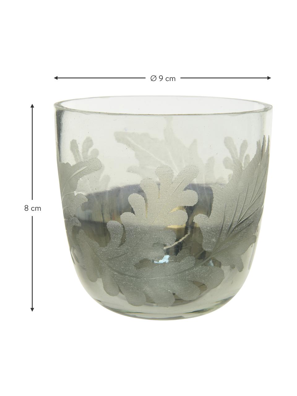 Teelichthalter Jagna aus Glas, Glas, Transparent, Silberfarben, Ø 9 x H 8 cm