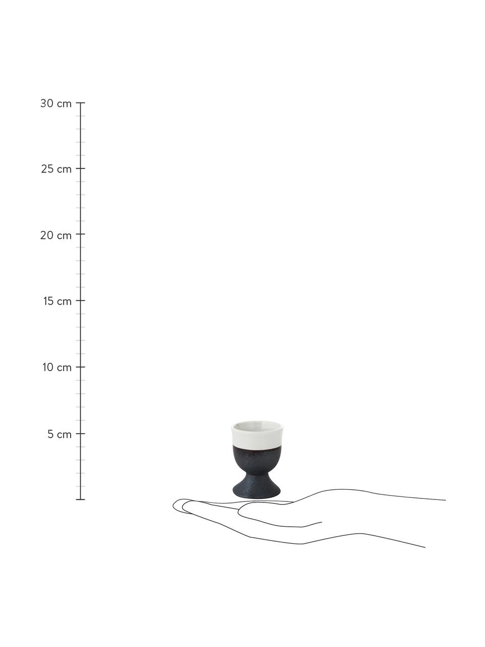 Handgemaakte eierdopjes Esrum mat/glanzend, 4 stuks, Bovenzijde: glad geglazuurde keramiek, Onderzijde: natuurlijke keramiek, Ivoorkleurig, grijsbruin, Ø 5 x H 6 cm