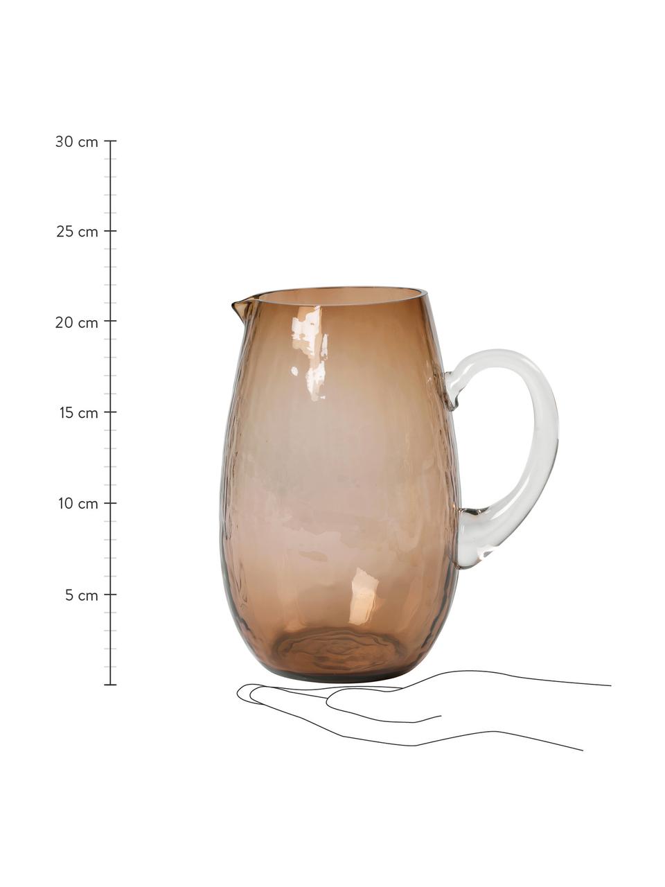 Grote mondgeblazen karaf Hammered met een gehamerd oppervlak, 2 L, Glas, Bruin, Ø 14 x H 22 cm