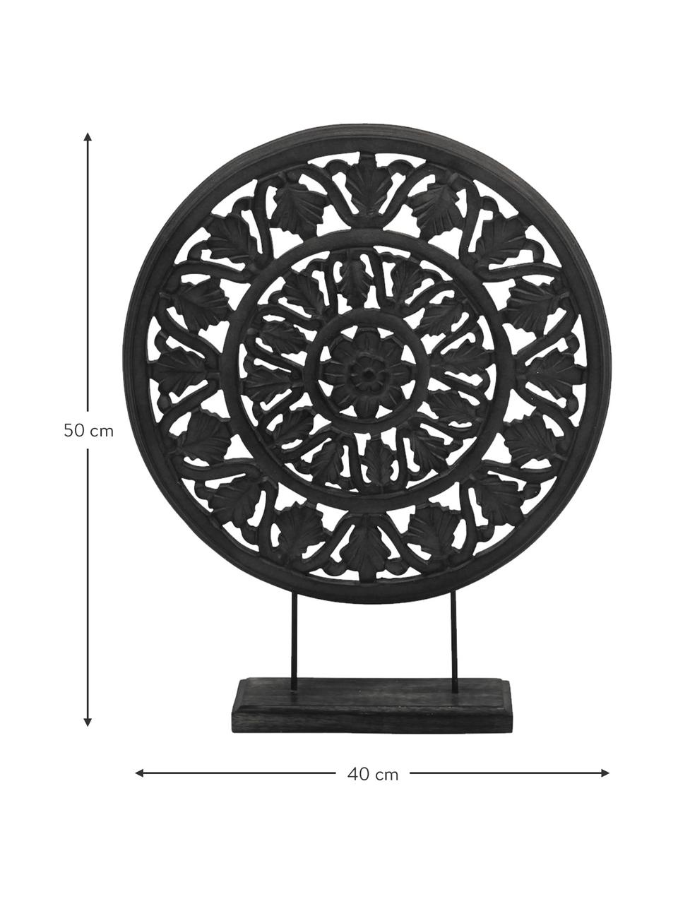 Decoratief object Brahma, Gelakt hout, Zwart, 40 x 50 cm