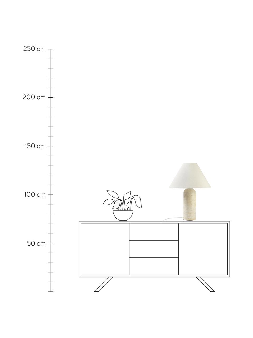 Veľká stolová lampa s mramorovým podstavcom Gia, Béžová, vzhľad travertínu, Ø 46 x V 60 cm
