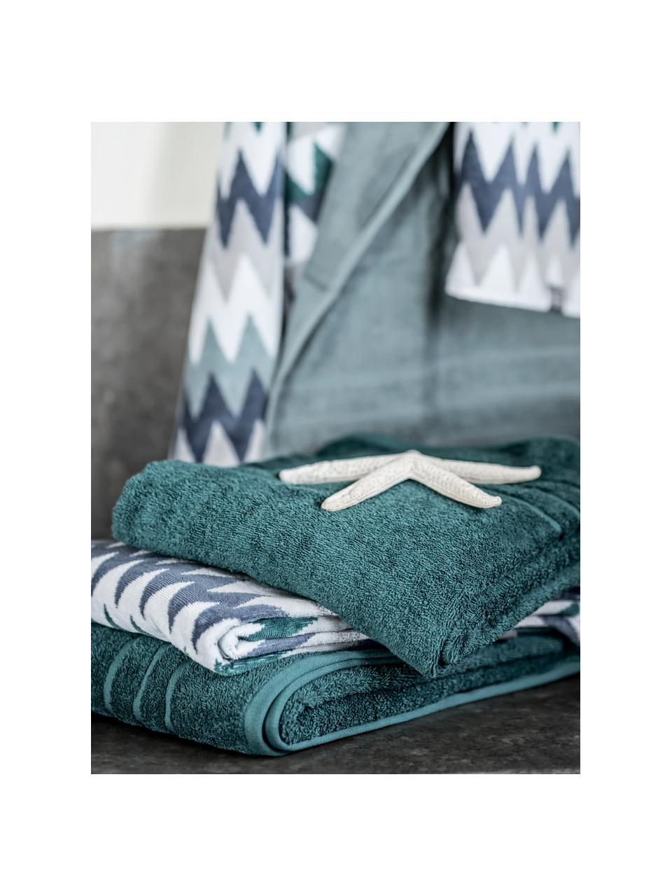 Handtuch Hanneke in verschiedenen Größen, mit Zickzack-Muster, 100% Baumwolle, Blau, Grau, Weiß, Grün, Gästehandtuch