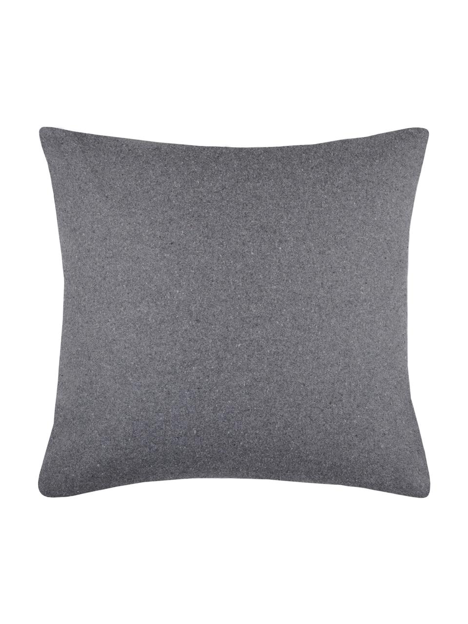 Kissen Charvin in Grau mit Bergmotiv, mit Inlett, Bezug: 95% Polyester, 5% Wolle, Grau, B 45 x L 45 cm