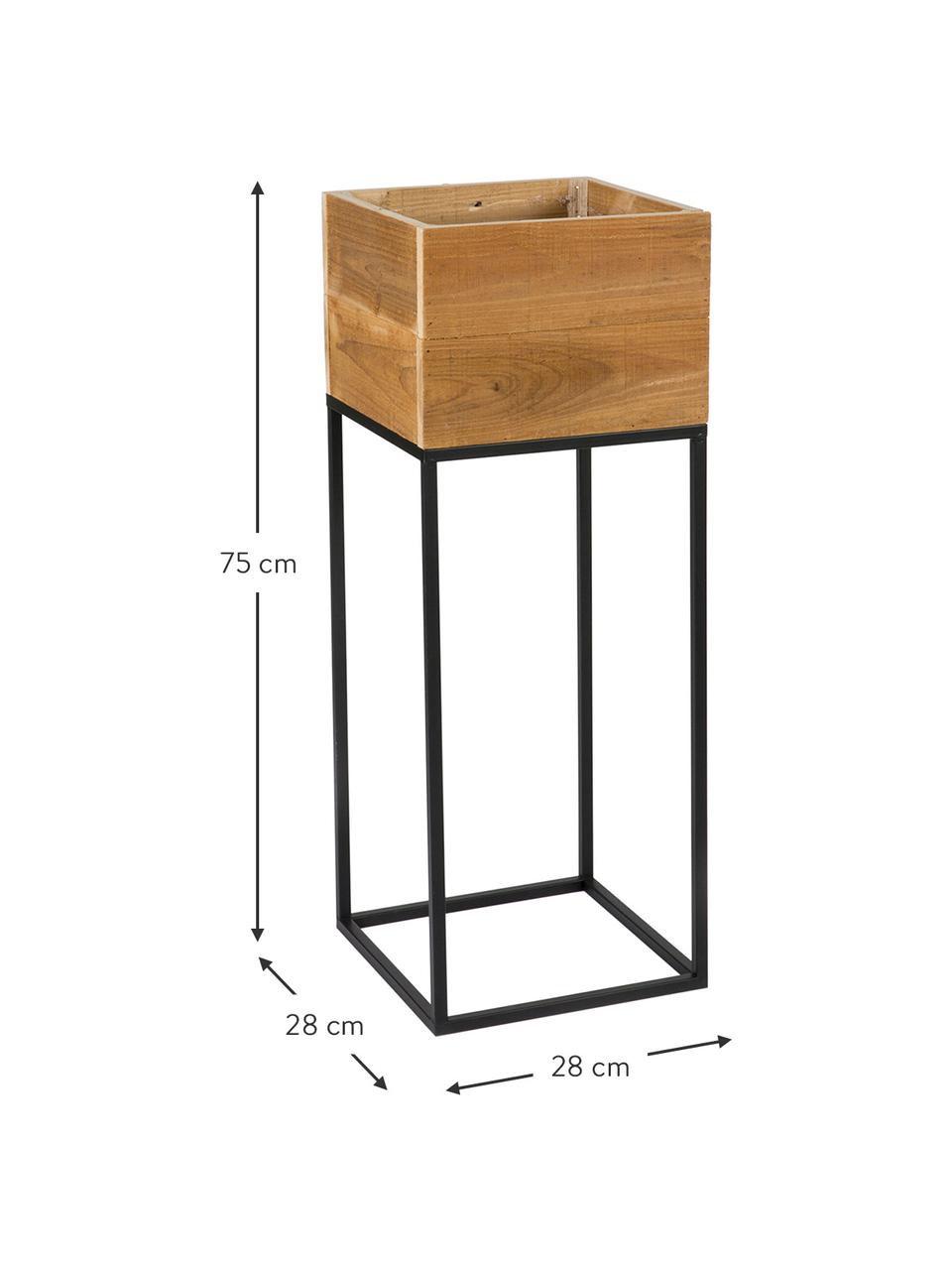 Macetero de madera y metal Lobin, Estructura: metal recubierto, Marrón, negro, An 28 x Al 75 cm