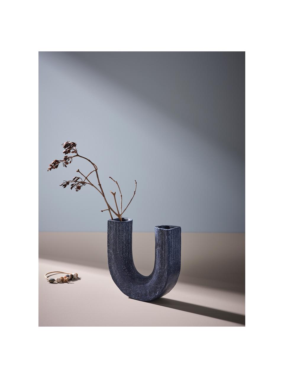 Vaso di design blu scuro Jed, Poliresina, Blu scuro, Larg. 16 x Alt. 16 cm