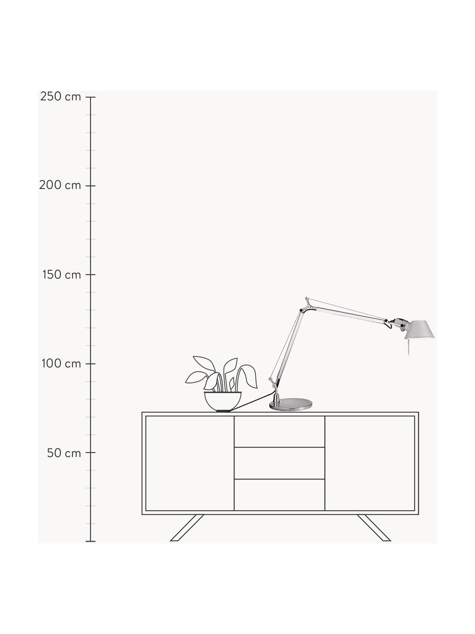 Lampa biurkowa Tolomeo, Stelaż: aluminium powlekane, Odcienie srebrnego, S 78 x W 65 - 129 cm