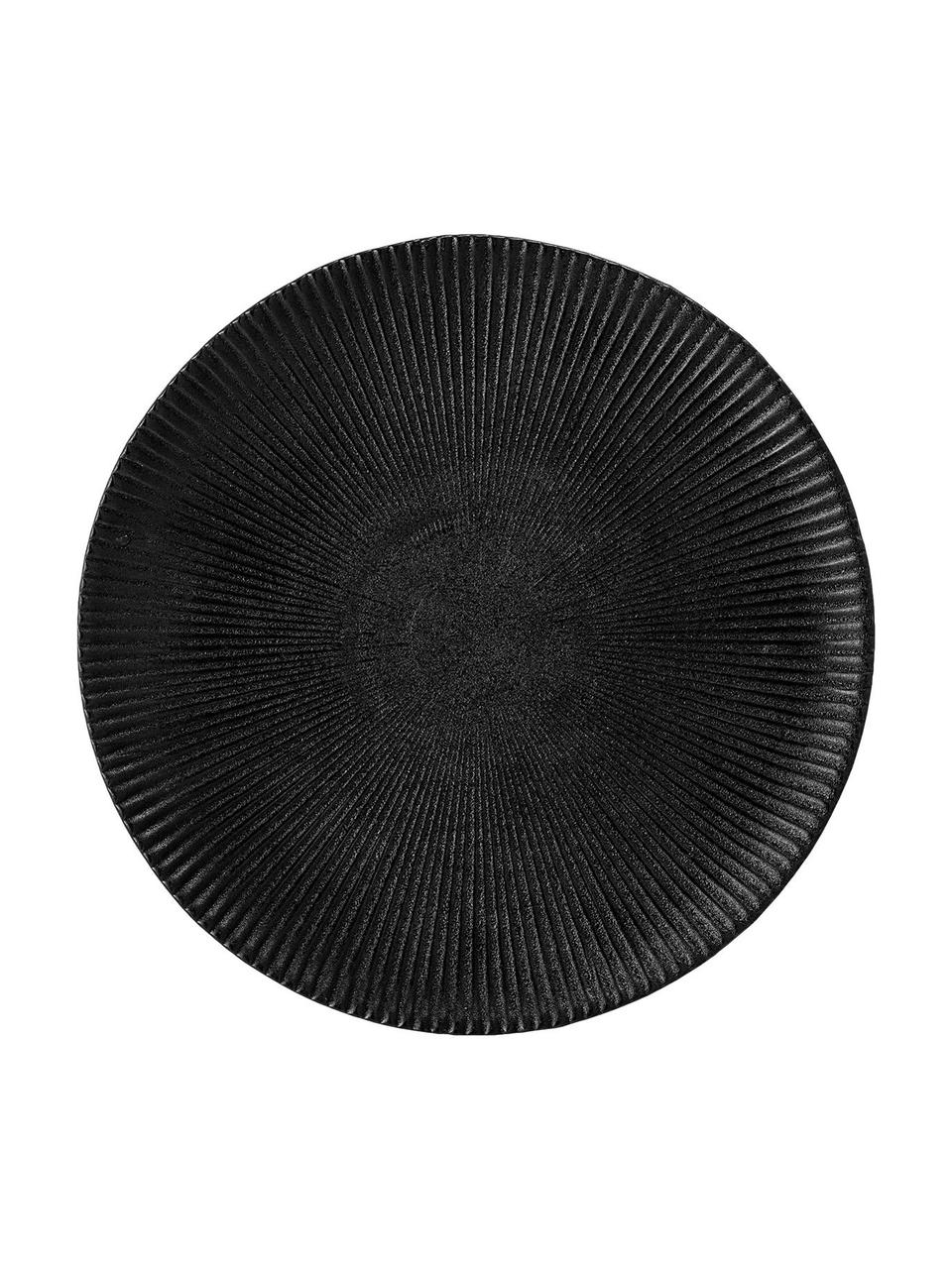 Assiettes à dessert à surface embossé Neri, 2 pièces, Grès cérame, Noir, Ø 23 cm