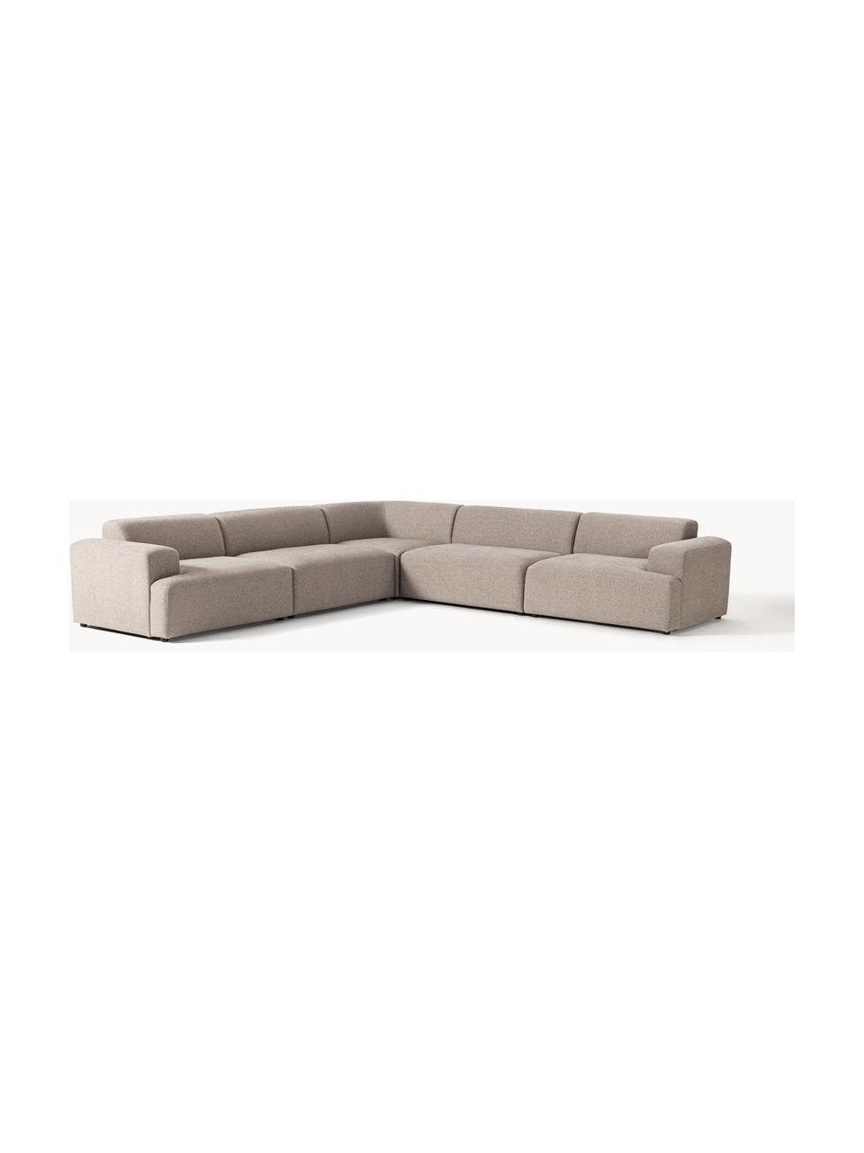 Canapé d'angle XL Melva, Tissu grège, larg. 458 x prof. 220 cm