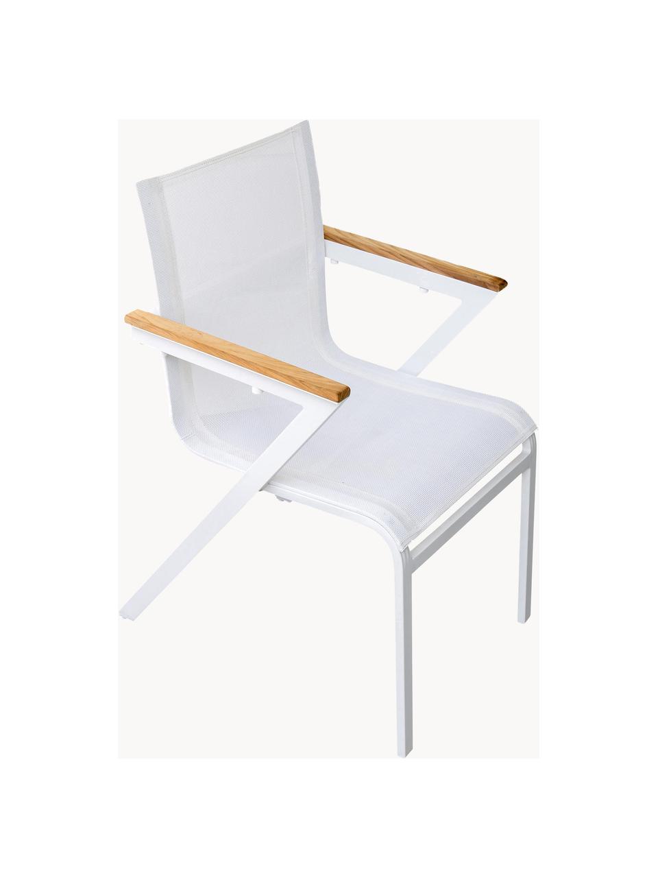 Sedia da giardino con braccioli Mexico 2 pz, Struttura: alluminio verniciato, Seduta: textilene, Bianco, marrone, Larg. 57 x Prof. 63 cm