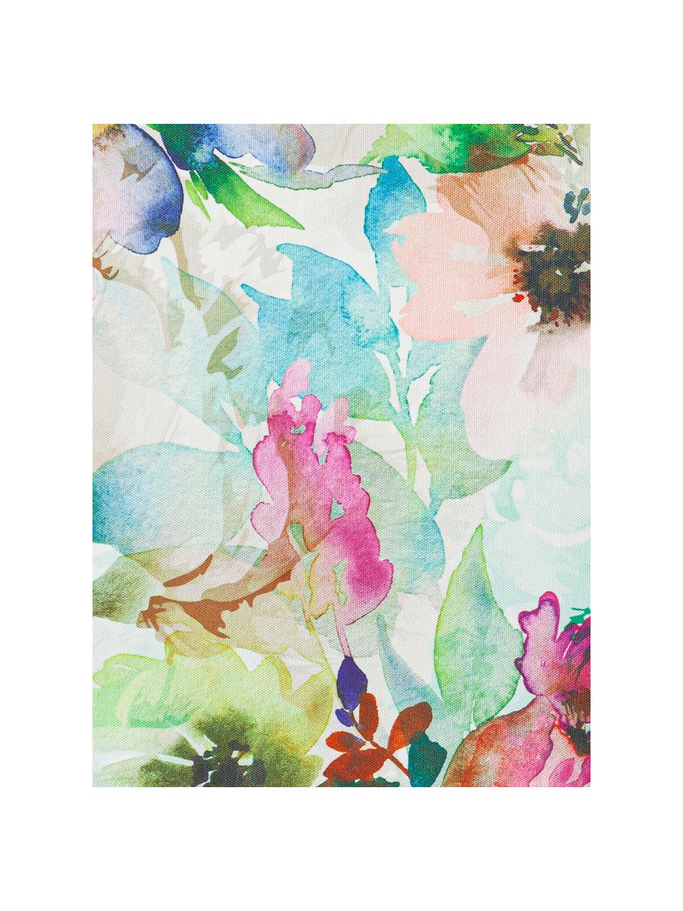 Outdoor kussen Painted Flower met aquarel print, met vulling, 100% polyester, Multicolour, 45 x 45 cm