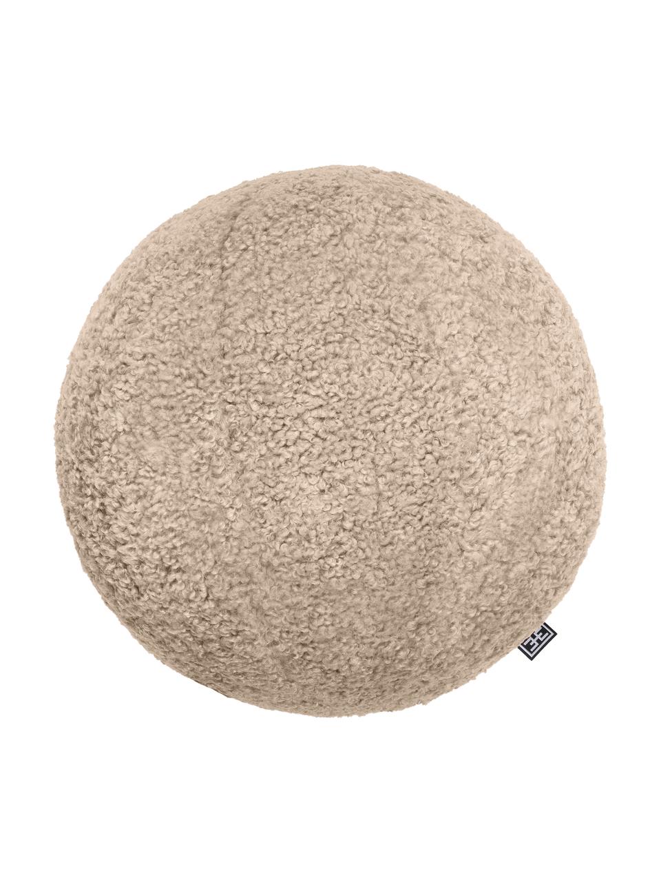 Coussin boule en peluche fait main Palla, Couleur sable, Ø 30 cm