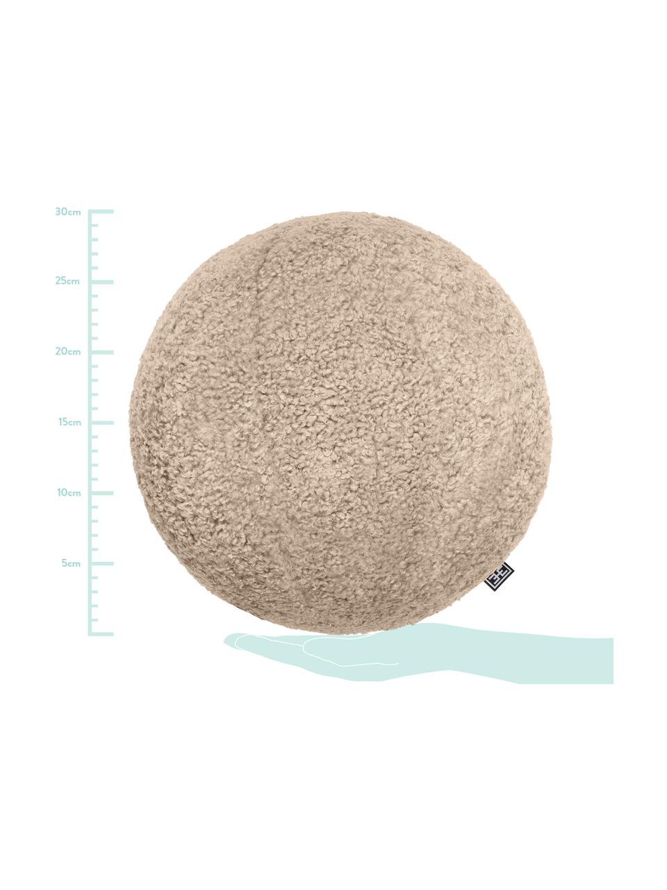 Coussin boule en peluche fait main Palla, Couleur sable, Ø 30 cm