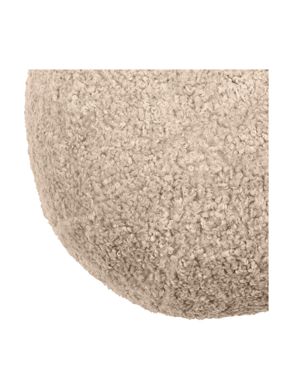 Coussin boule en peluche fait main Palla, Couleur sable, Ø 30 cm