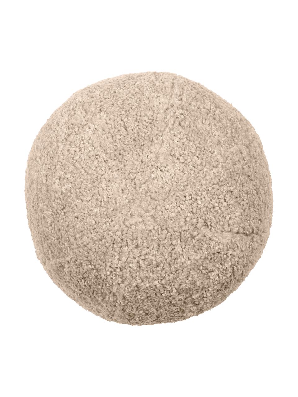 Coussin boule en peluche fait main Palla, Couleur sable, Ø 30 cm