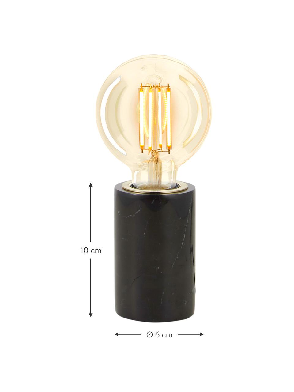 Kleine Tischlampe Siv aus schwarzem Marmor, Lampenfuß: Marmor, Schwarz, marmoriert, Ø 6 x H 10 cm