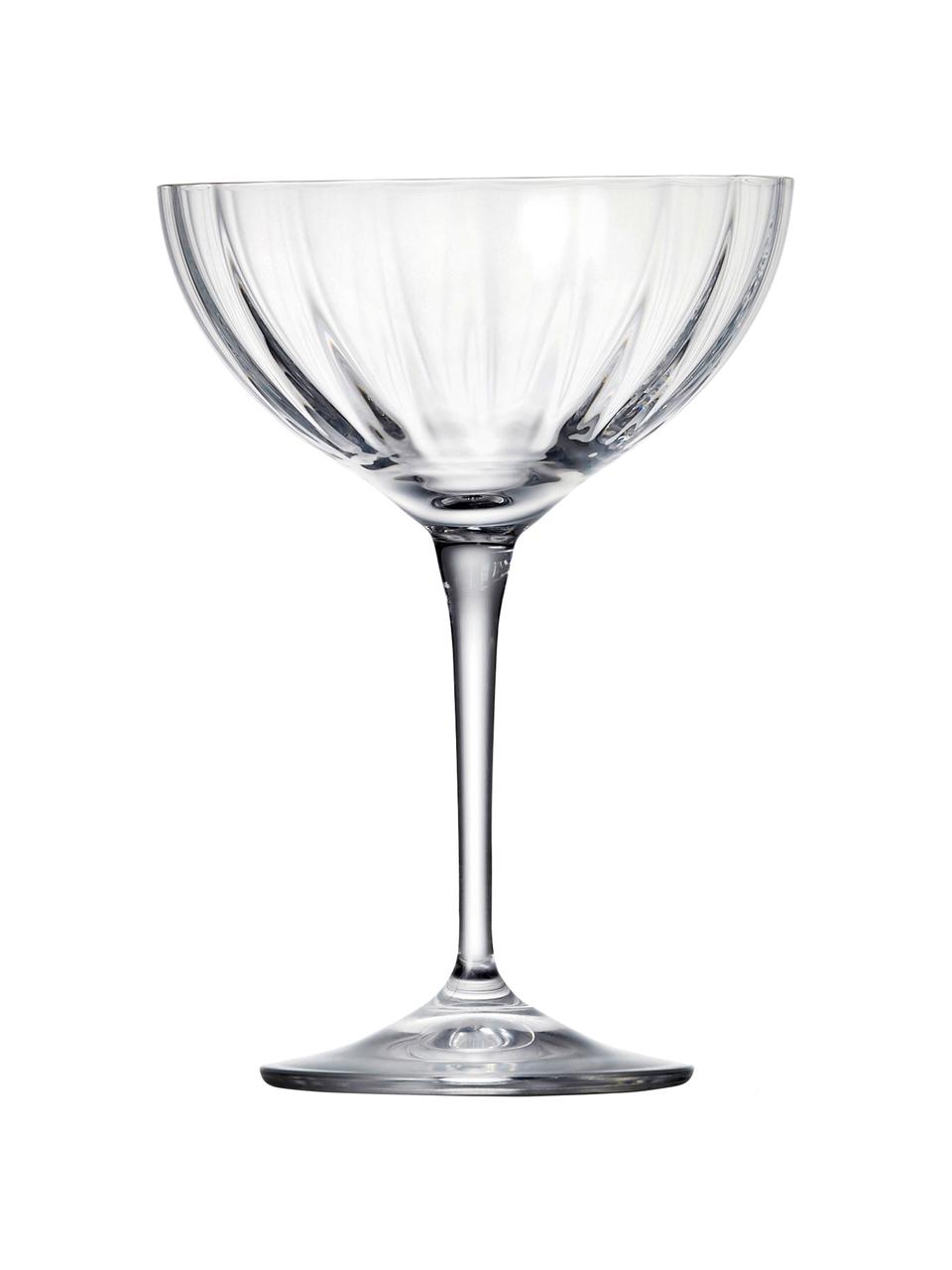 Křišťálová sklenice na šampaňské s reliéfem Romance, 6 ks, Transparentní