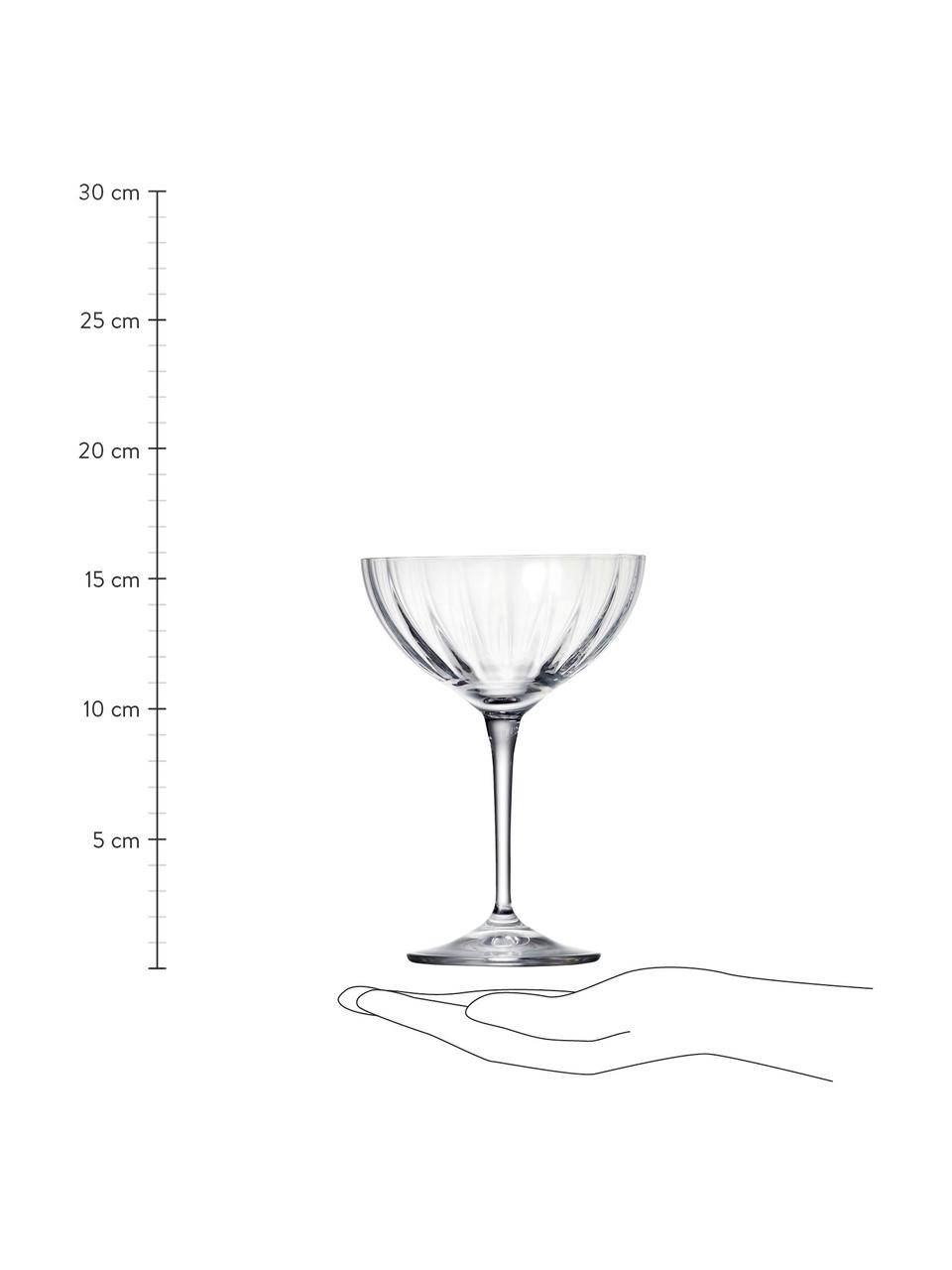 Křišťálová sklenice na šampaňské s reliéfem Romance, 6 ks, Transparentní