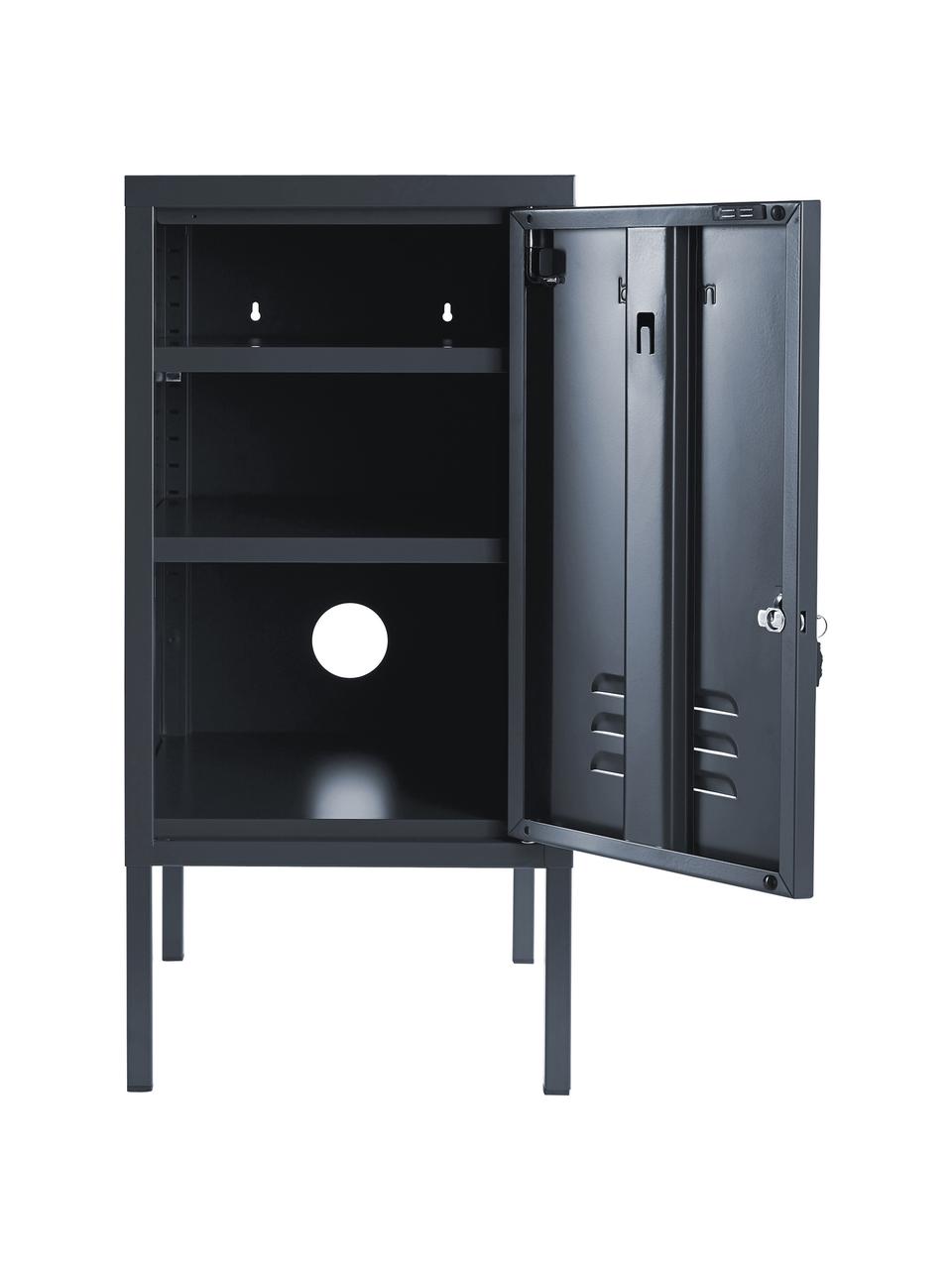 Metalen nachtkastje The Shorty, met scharnier rechts, Staal, gepoedercoat, Antraciet, B 35 x H 72 cm