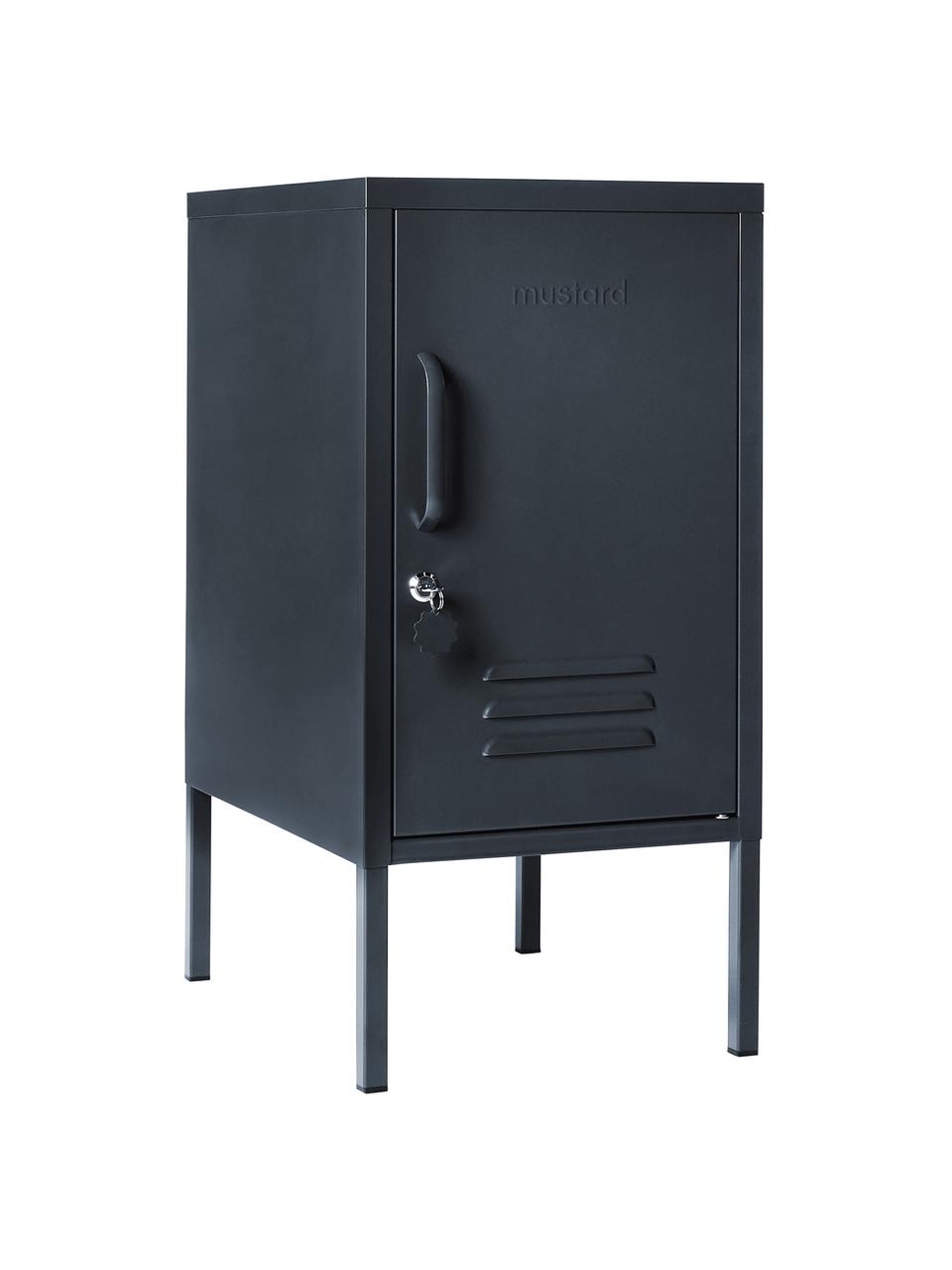 Metalen nachtkastje The Shorty, met scharnier rechts, Staal, gepoedercoat, Antraciet, B 35 x H 72 cm