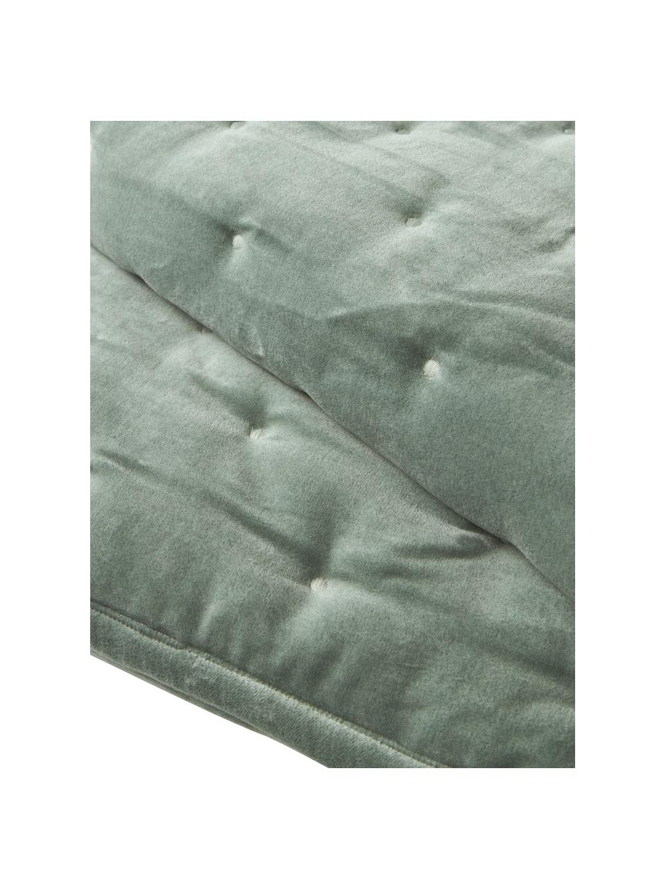 Colcha de terciopelo acolchada Cheryl, Parte superior: terciopelo de algodón, Reverso:  algodón, Verde salvia, An 240 x L 250 cm (para camas de 200 x 200 cm)