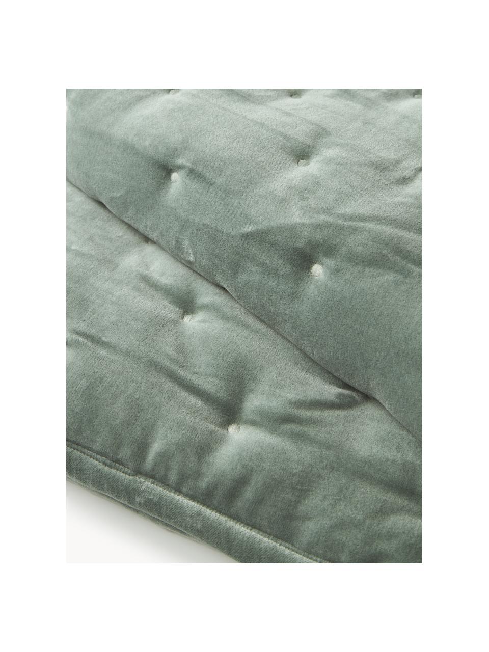 Colcha de terciopelo acolchada Cheryl, Parte superior: terciopelo de algodón, Reverso:  algodón, Verde salvia, An 160 x L 220 cm (para camas de 120 x 200 cm)