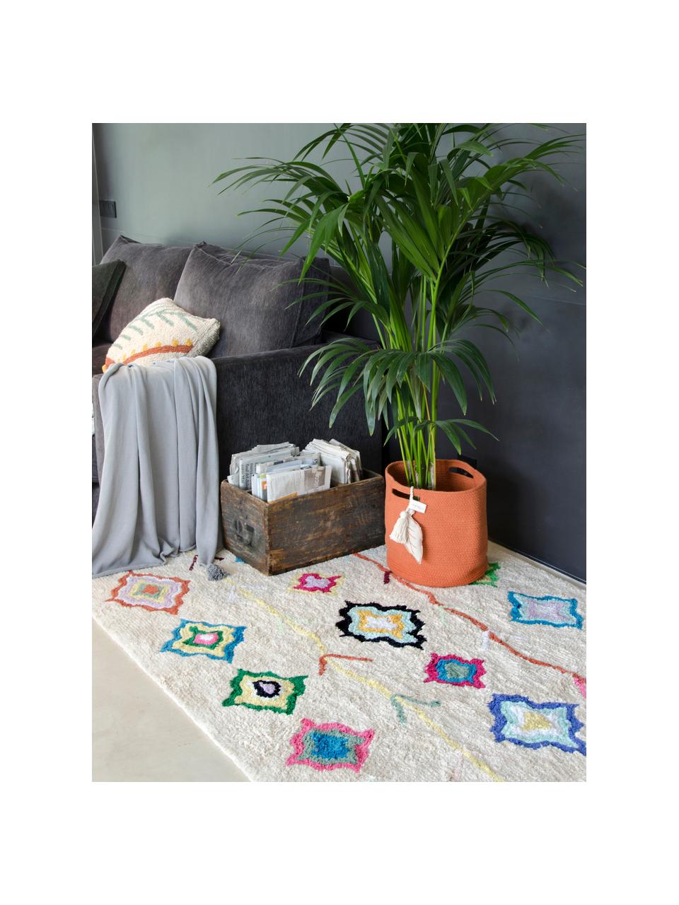 Handgefertigter Teppich Kaarol mit buntem Muster, waschbar, Recycelte Baumwolle (80% Baumwolle, 20% andere Fasern), Mehrfarbig, B 140 x L 200 cm (Größe S)