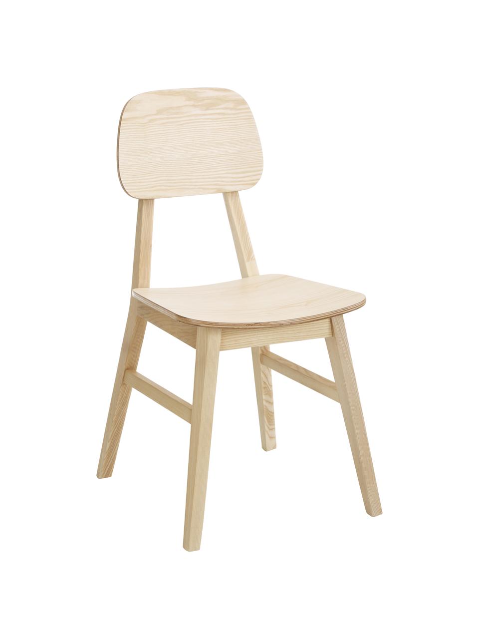 Sillas de madera Akina, 2 uds., Asiento: madera contrachapada chap, Patas: madera de fresno, Marrón, An 45 x Al 86 cm