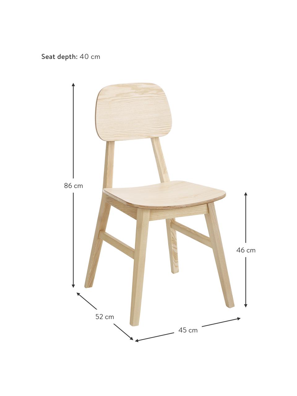 Krzesło z drewna Akina, 2 szt., Nogi: drewno jesionowe, Brązowy, S 45 x W 86 cm