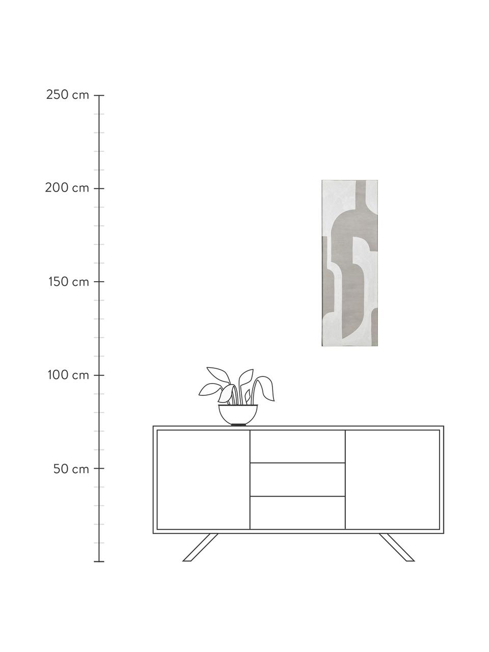 Tableau sur toile artisanal Relief, Blanc cassé, beige, larg. 30 x haut. 90 cm