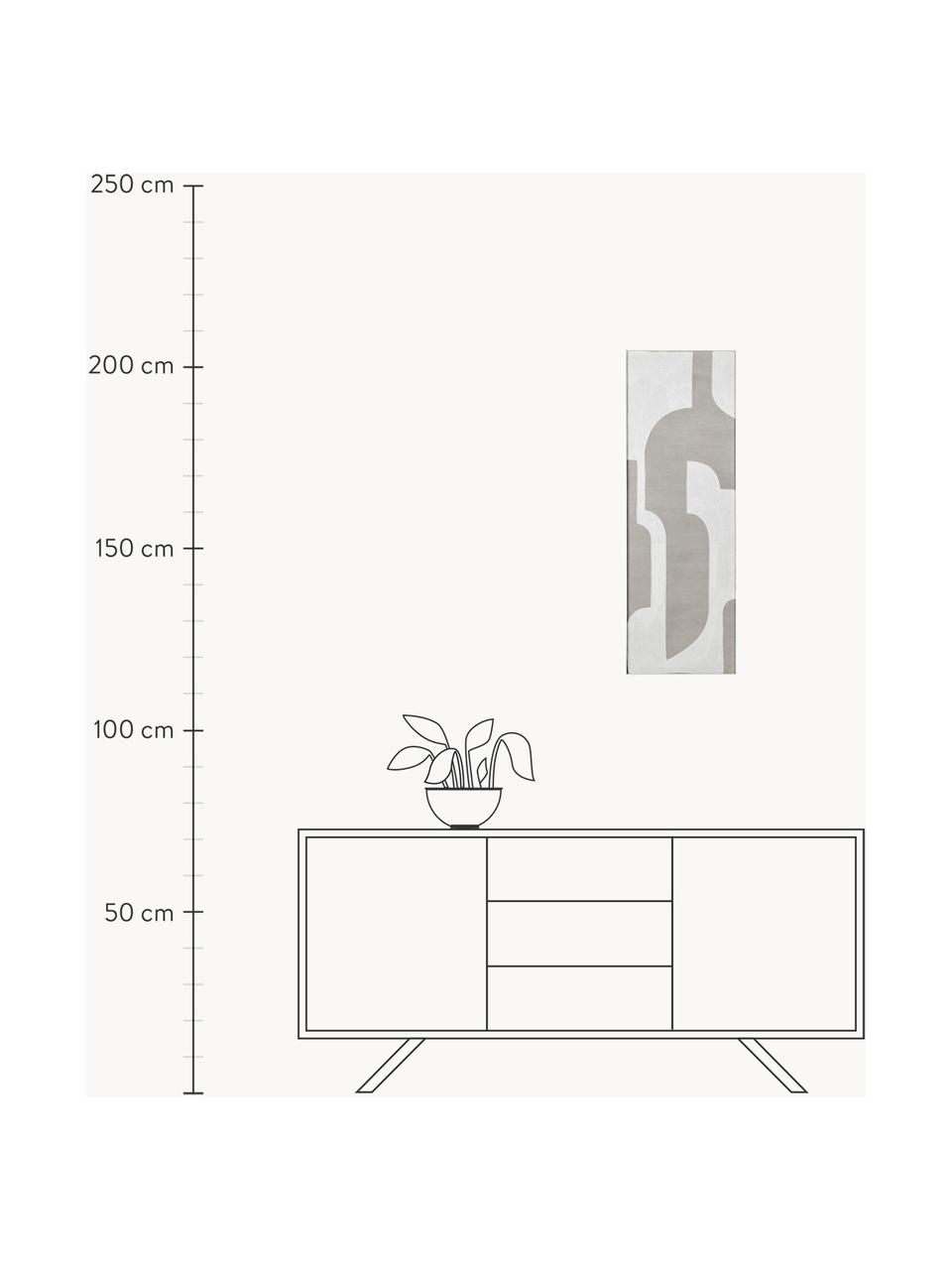 Tableau sur toile artisanal Relief, Blanc cassé, beige, larg. 30 x haut. 90 cm