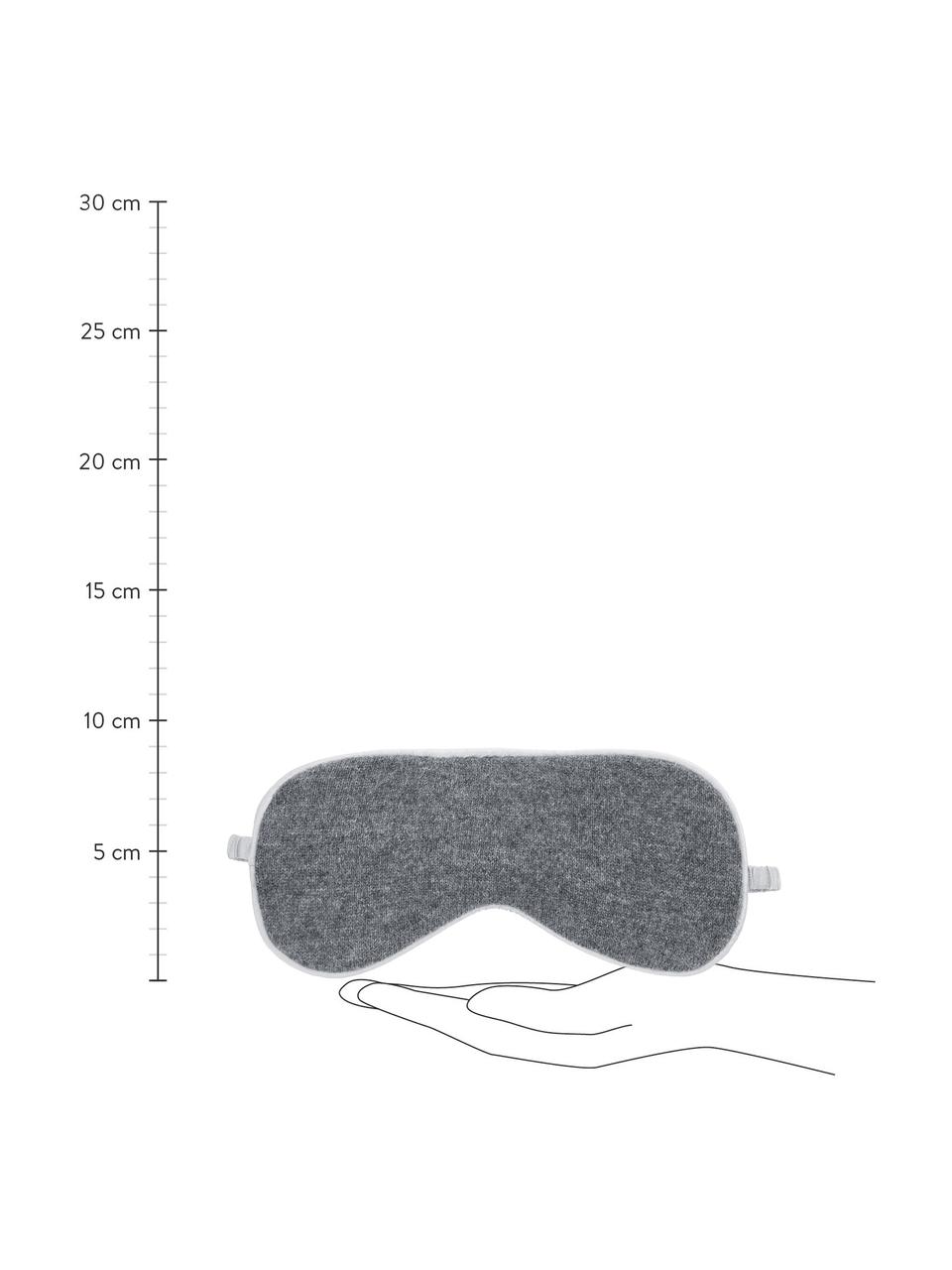 Seiden-Schlafmaske Silke, Vorderseite: 70% Cashmere, 30% Merinow, Riemen: 100% Seide, Dunkelgrau, Hellgrau, 21 x 9 cm