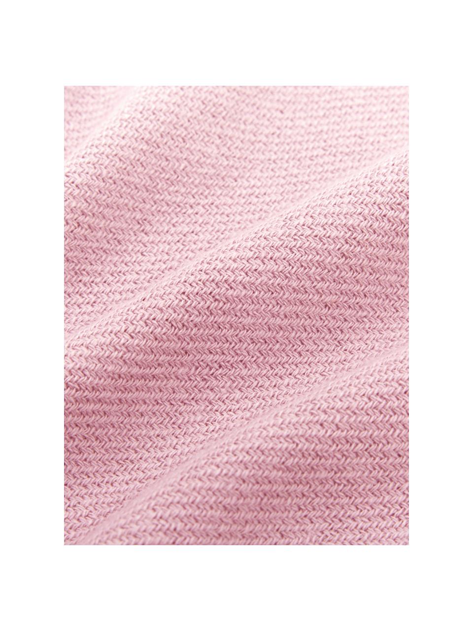 Einfarbige Baumwolldecke Madison in Rosa mit Fransenabschluss, 100% Baumwolle, Rosa, 140 x 170 cm