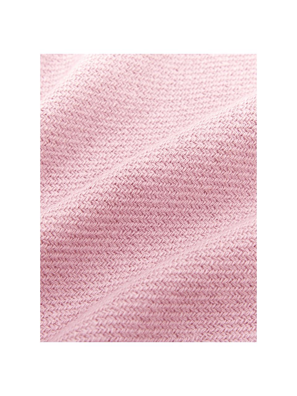 Plaid Madison met franjes, Katoen, Roze, 130 x 170 cm