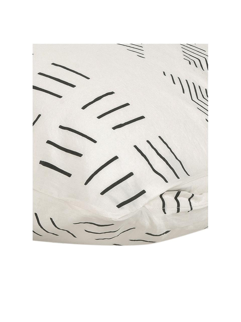 Funda de almohada de algodón Kohana, estilo boho, Blanco crema, negro, An 45 x L 85 cm