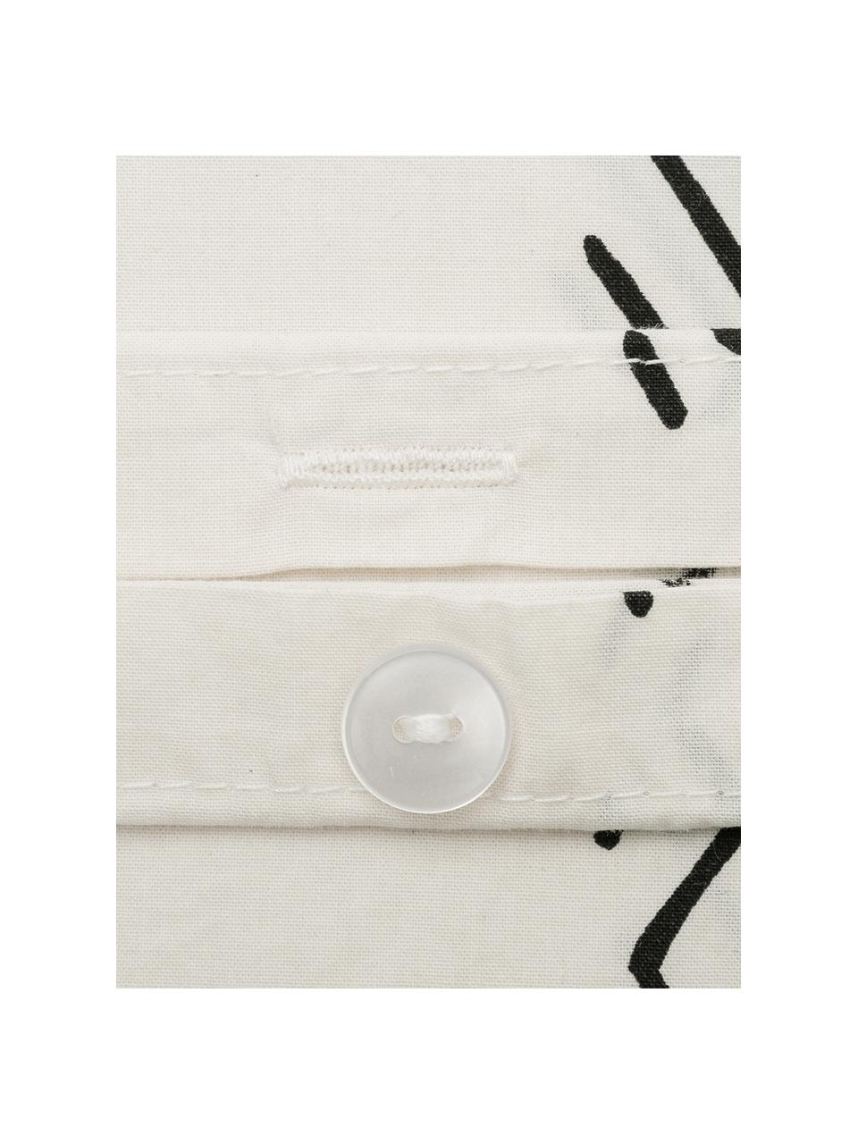 Funda de almohada de algodón Kohana, estilo boho, Blanco crema, negro, An 45 x L 85 cm