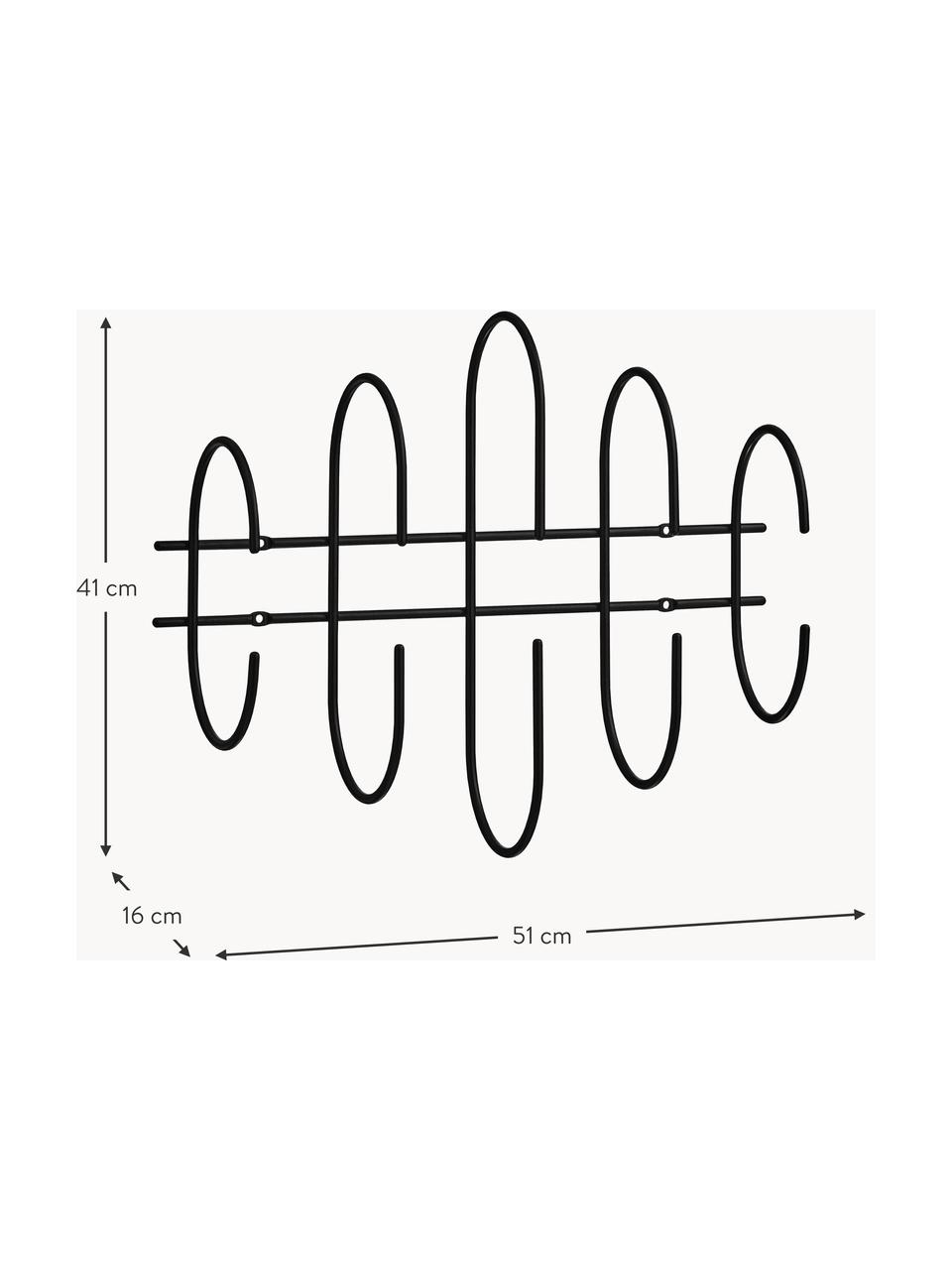 Kovový věšák Moveo, Lakovaná ocel, Matná černá, Š 51 cm