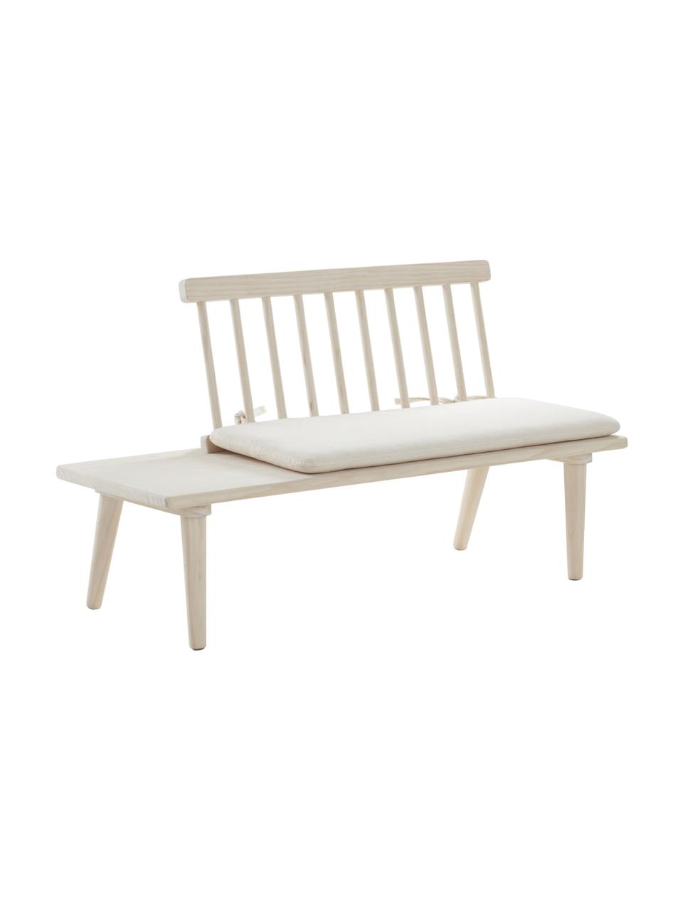 Banco infantil con cojín de asiento Vimmerby, Madera de pino, tejido blanco crema, An 90 x F 39 cm