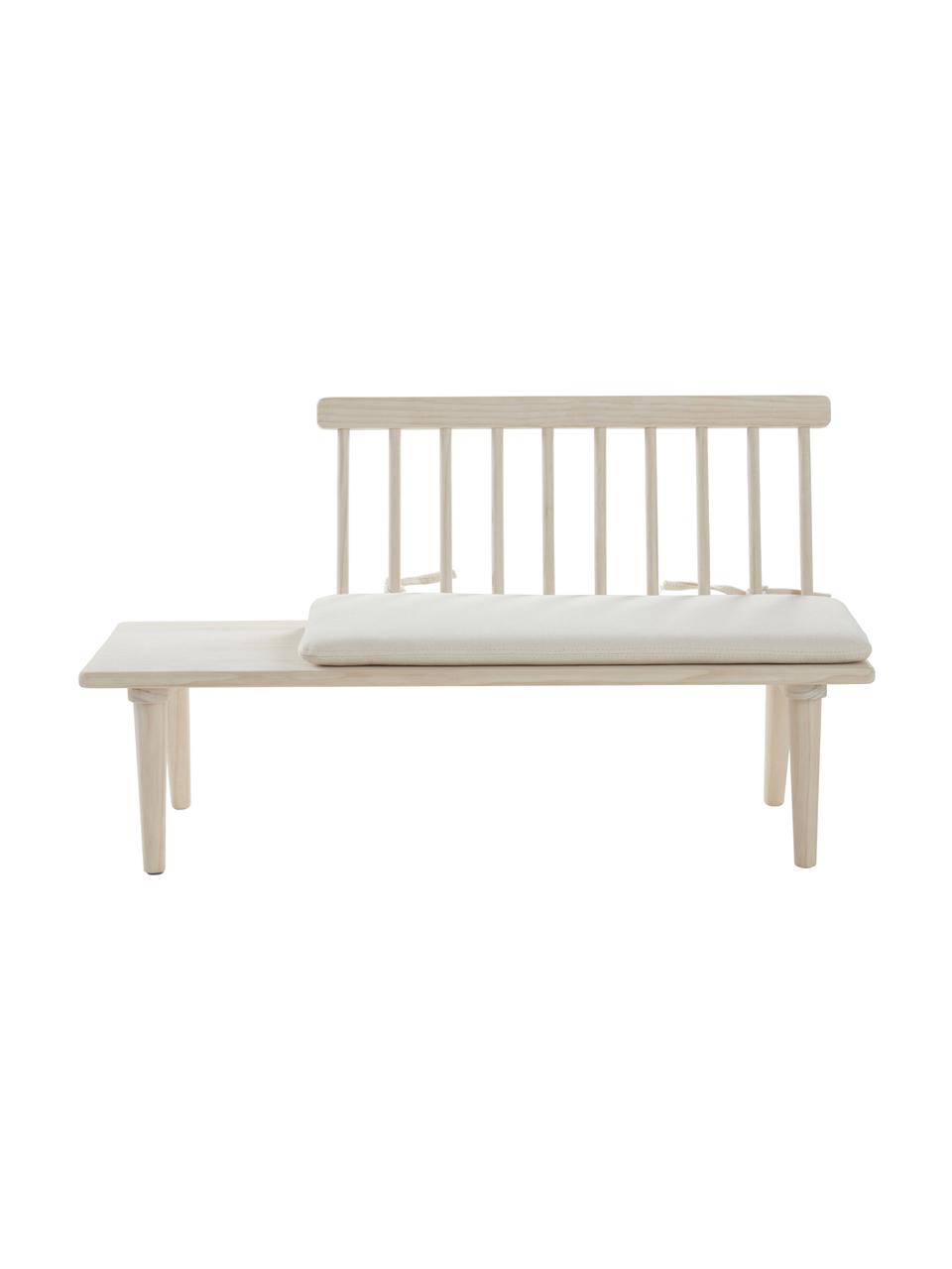 Banco infantil con cojín de asiento Vimmerby, Madera de pino, tejido blanco crema, An 90 x F 39 cm