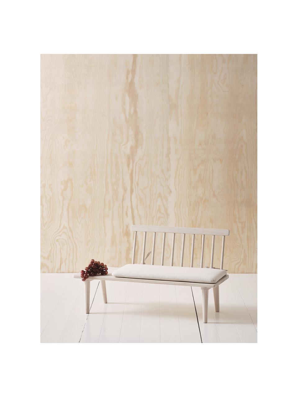 Ławka z poduszką siedziska Vimmerby, Drewno sosnowe, kremowobiała tkanina, S 90 x G 39 cm