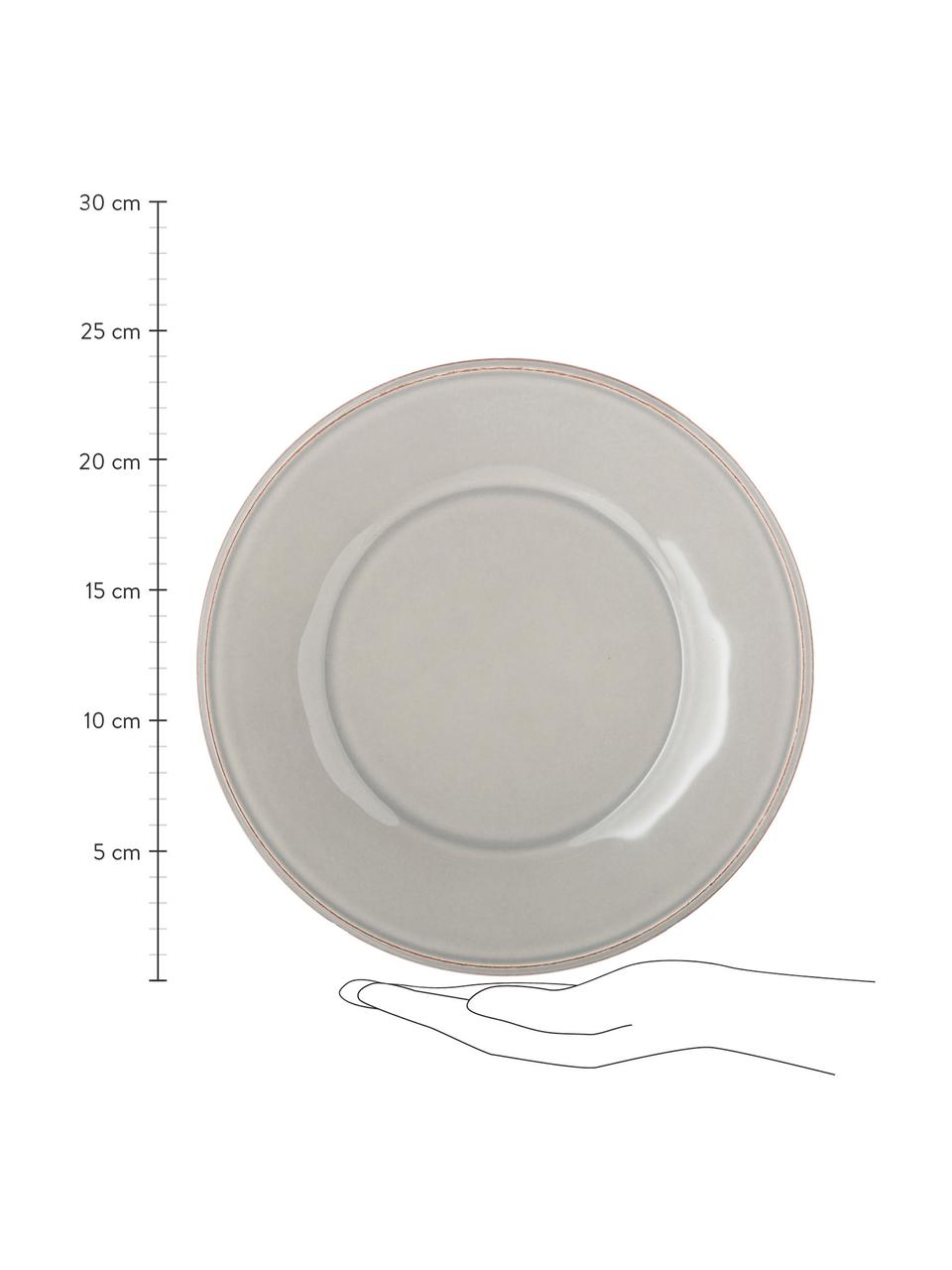 Platos de postre Constance, 2 uds., estilo rústico, Gres, Gris claro, Ø 24 cm