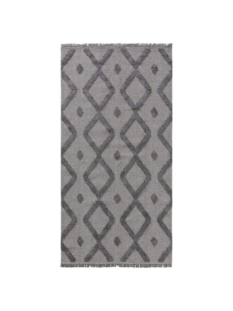 Tapis en coton ethnique Oslo, Gris chiné