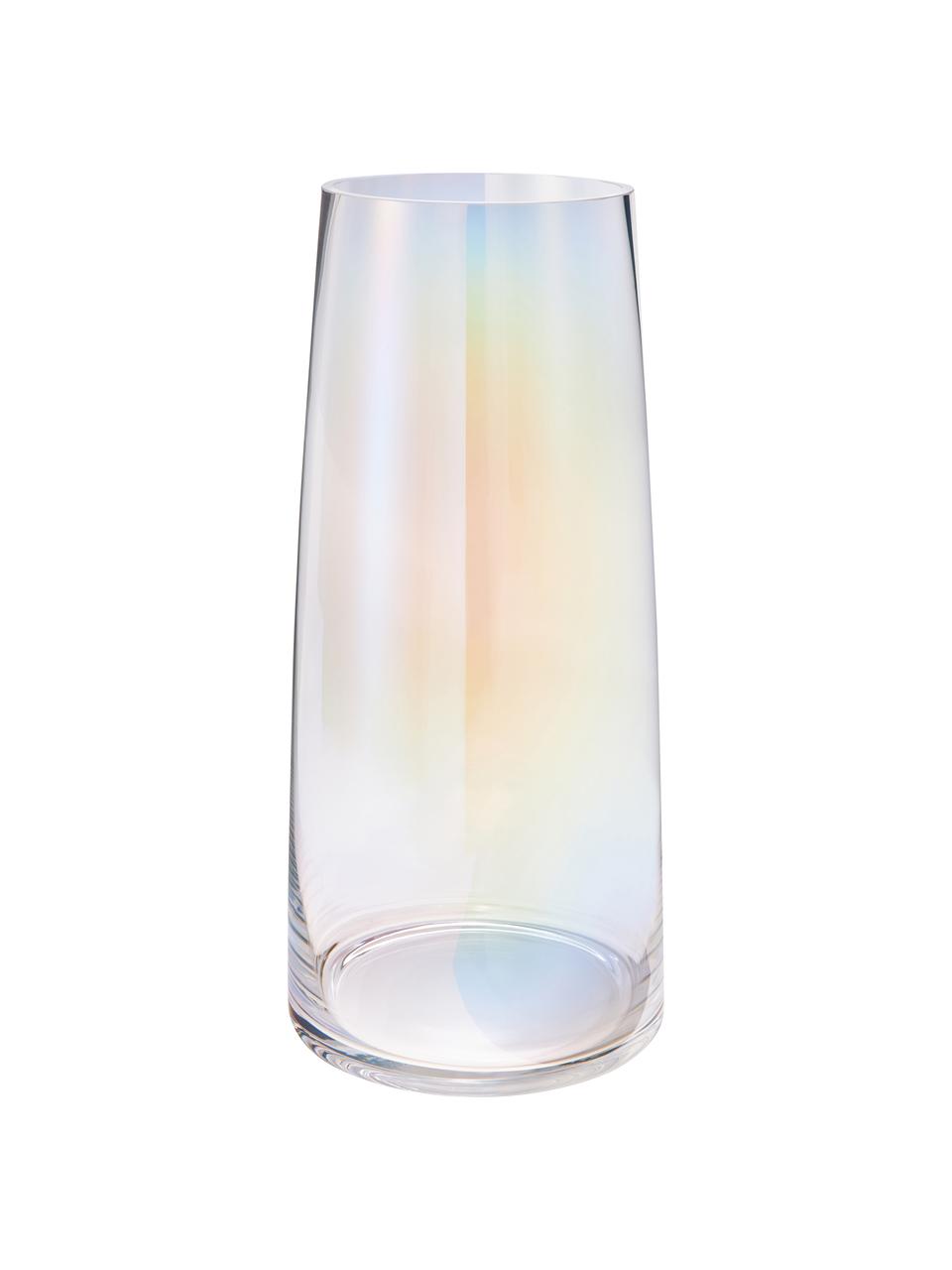 Grand vase soufflé bouche Myla, irisé, Verre, Transparent, multicolore-irisé, Ø 18 x haut. 40 cm